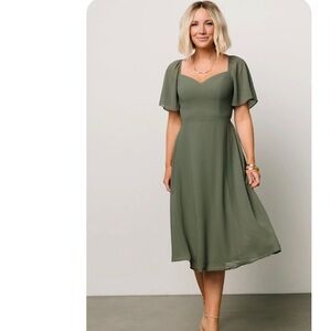 Baltic Born Green Flutter Sleeve Midi Dress
